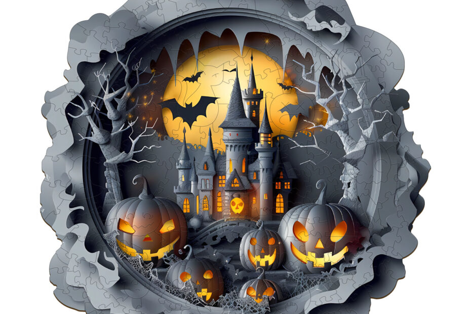 Fából készült kirakós 3D Halloween-kastély 66de71116c4e3
