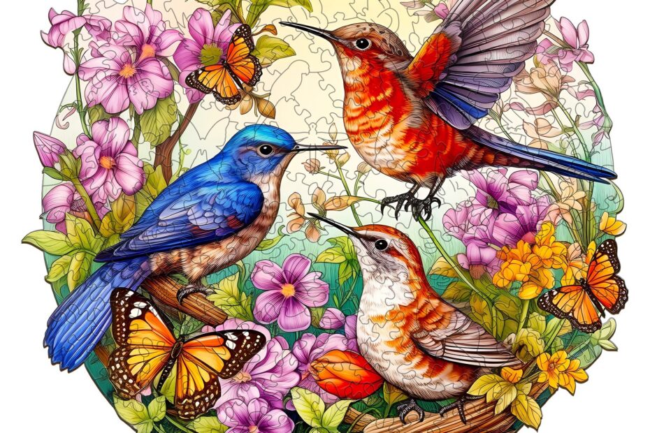 Fa puzzle-madarak és pillangók 66de09856335d