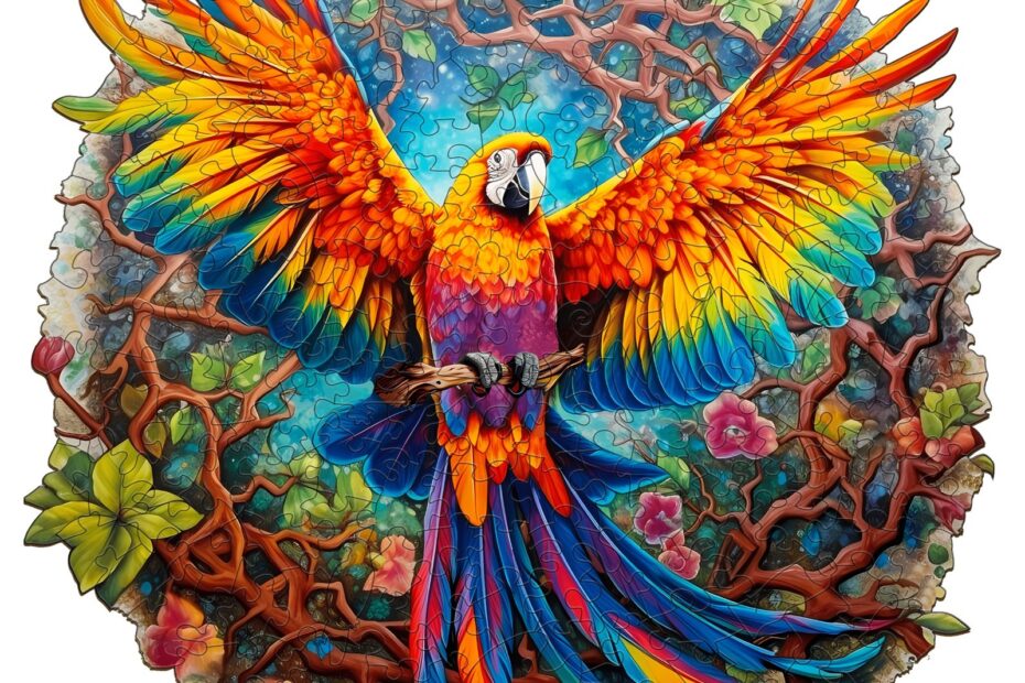 Fa kirakós-puzzle-kíváncsi papagáj 66de66817f906