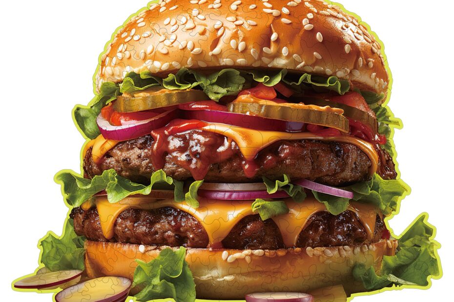 Fa kirakós puzzle-Hamburger 66df34ce0ab31
